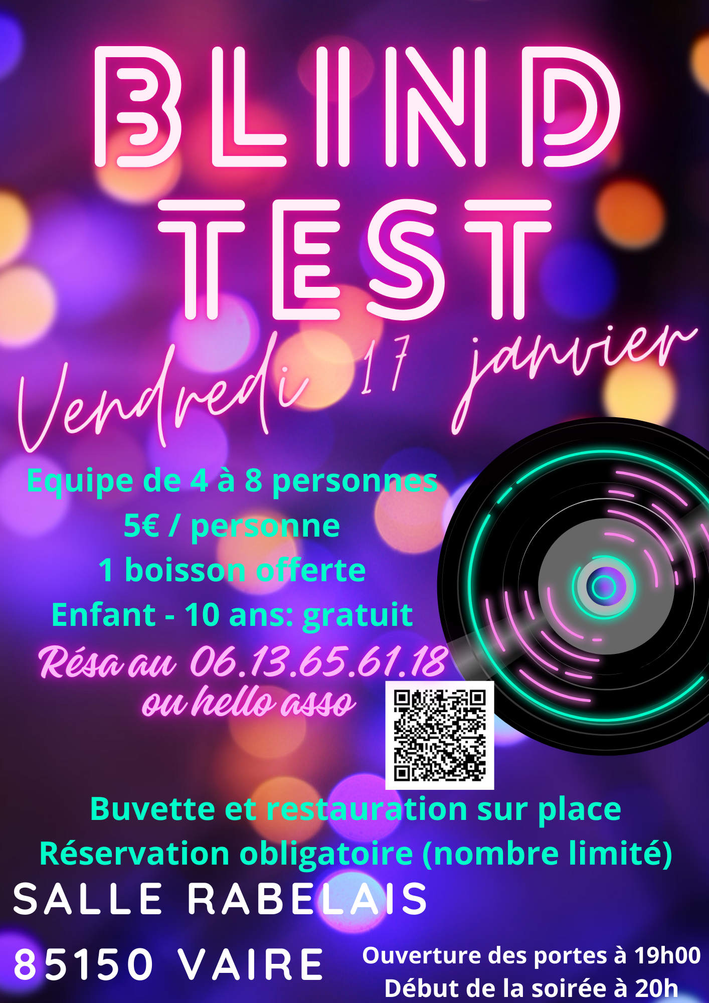 Soirée Blind Test - Vendredi 17 janvier à partir de 19 h - Salle Rabelais